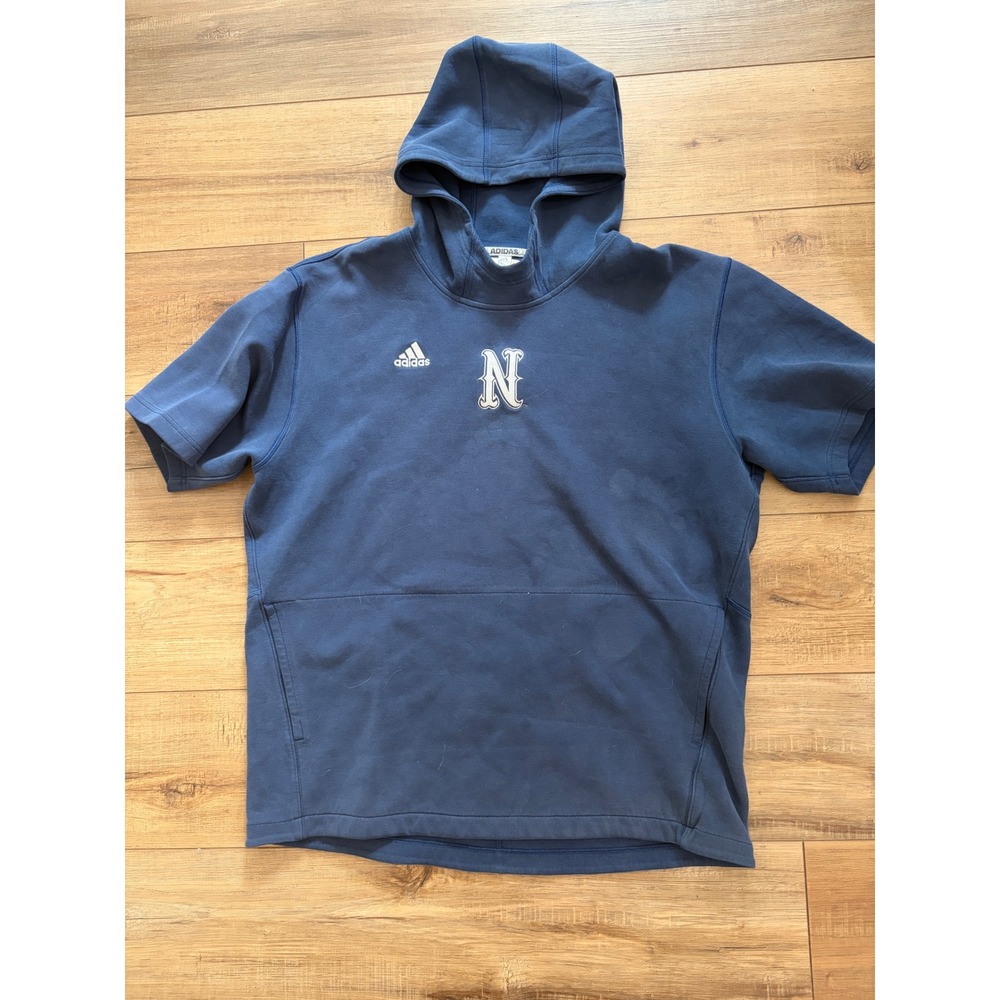 Adidas Nevada Wolf Pack Short Sleeve Hoodie Mens Large Navy Blue Pullover